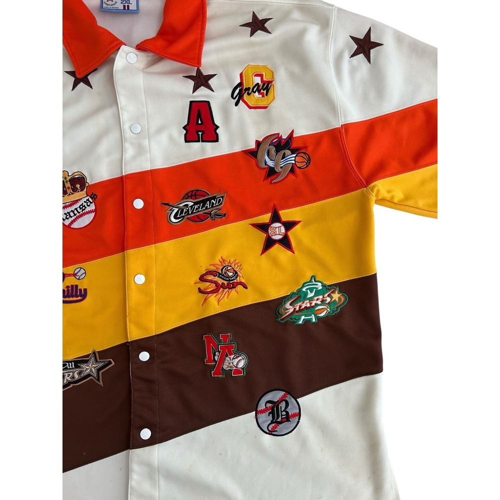 Harlem Stream Street League Shirt Mens 2XL Colorful Embroidered Logo Button - Picture 4 of 16